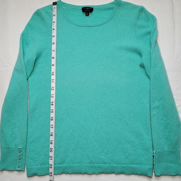 Talbots 100% Pure Cashmere Crewneck Sweater Teal Coastal Preppy Chic Petite M - Picture 6 of 9